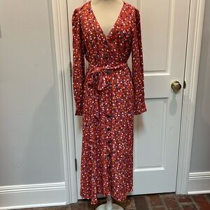 Loft Dotted Tie Waist Shirtdress size 10